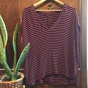 Striped maroon brandy melville v neck